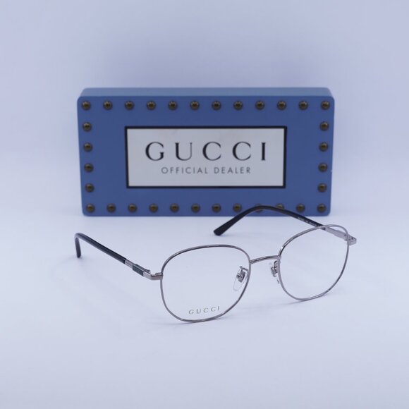 Gucci GG1352O 001 Rectangle Eyeglasses - Shiny Ruthenium/Black 53mm - Picture 5 of 12